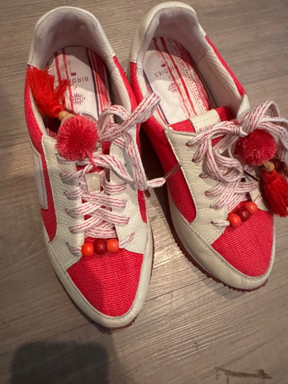 Birdies x21 Seeds limited edition Women's Pink & White Tassel Sneakers